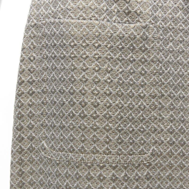 DRIES VAN NOTEN gold coated jacquard cotton belted knee lnegth skirt FR36 S For Sale 2