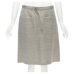 DRIES VAN NOTEN Goldbeschichteter Baumwoll-Jacquardrock mit Gürtel und Knielänge FR36 S