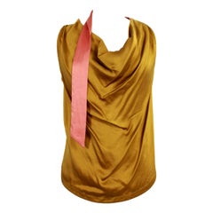 Dries Van Noten Gold Pink Silk Ceremony Top Sleeveless Soft Shirt