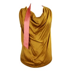 Dries Van Noten Gold Pink Silk Ceremony Top Sleeveless Soft Shirt