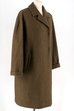 Dries Van Noten Gold Wool Knit Brocade Coat M