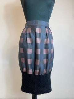 Dries Van Noten gray silk and wool pencil Skirt
