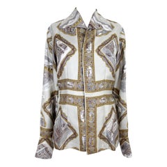 Retro Dries Van Noten Gray Viscose Elegant Soft Blouse Shirt 1990s