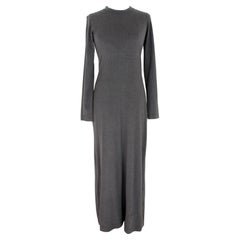 Used Dries Van Noten Gray Wool Long Sheath Dress
