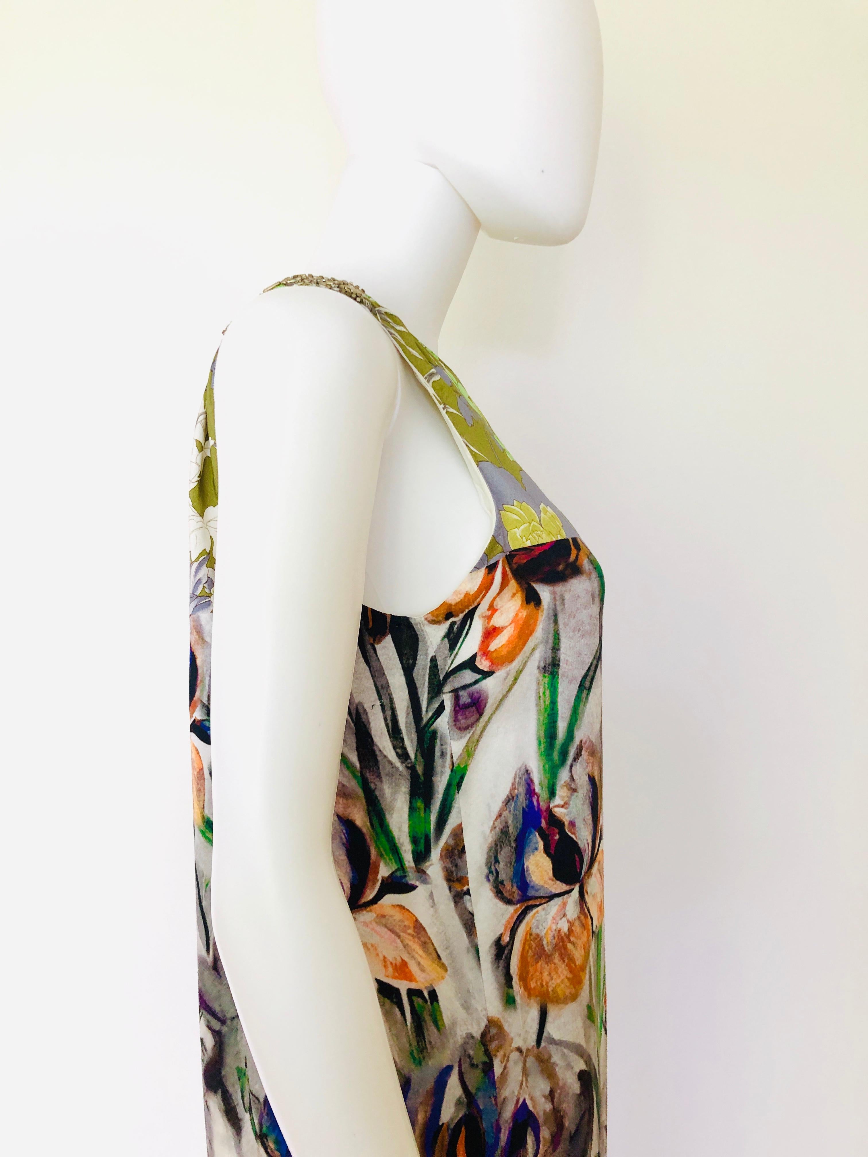 Dries van Noten Green, Blue, Orange, Purple, Black & White Sleeveless Day Dress In Good Condition In Houston, TX