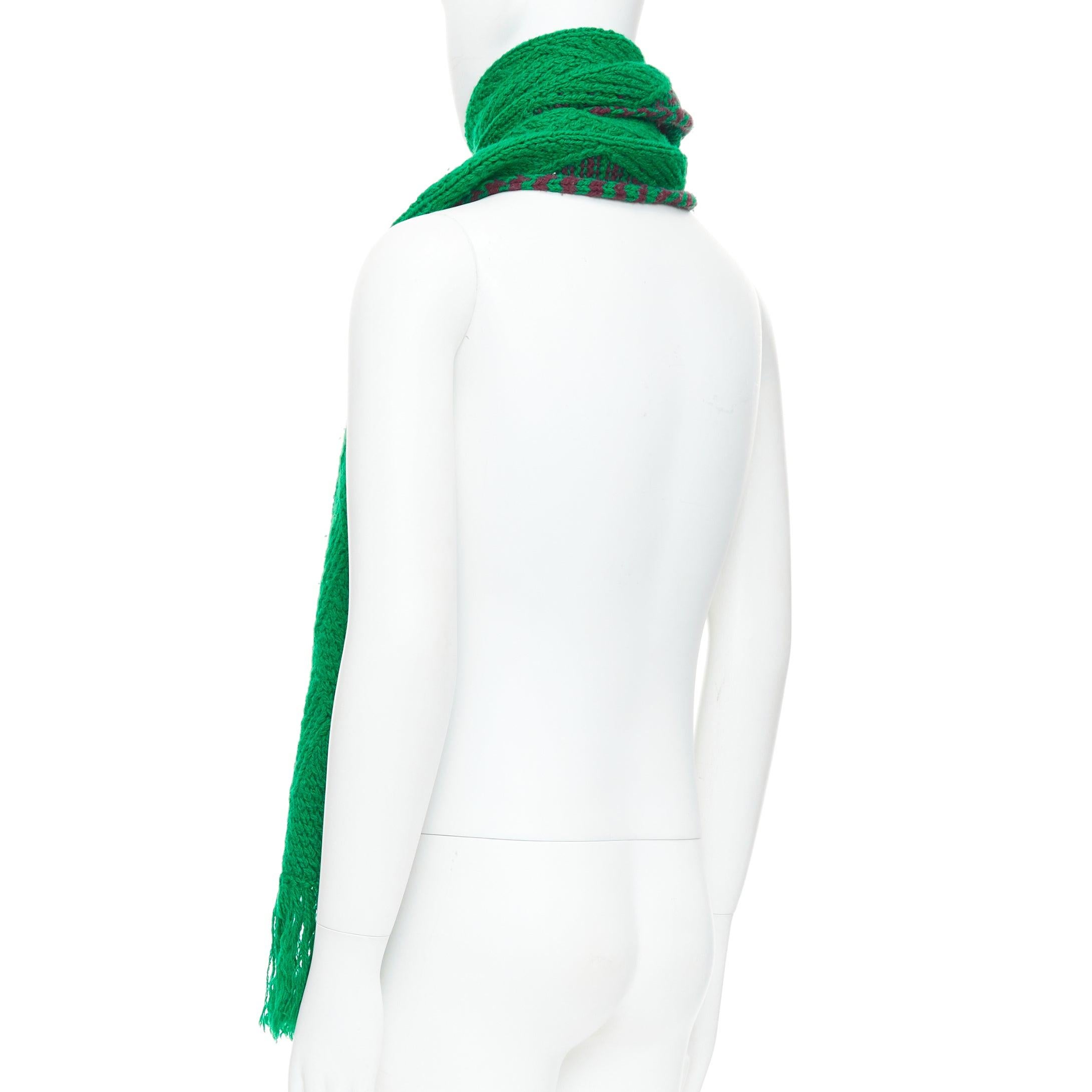DRIES VAN NOTEN green brown knitted long wrap scarf For Sale 1
