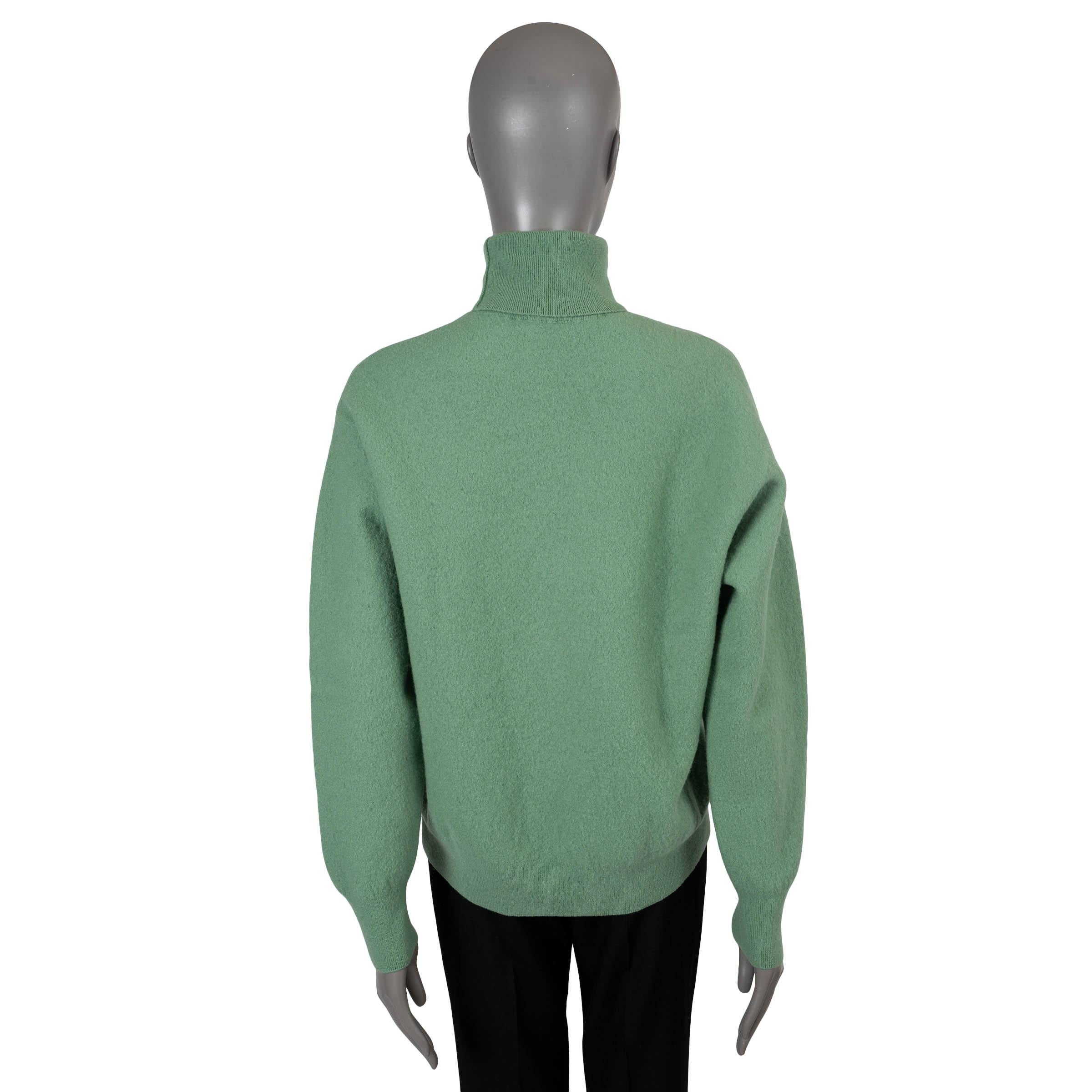 Gray DRIES VAN NOTEN green brushed wool 2023 TERESIA OVERSIZED TURTLENECK Sweater XS For Sale