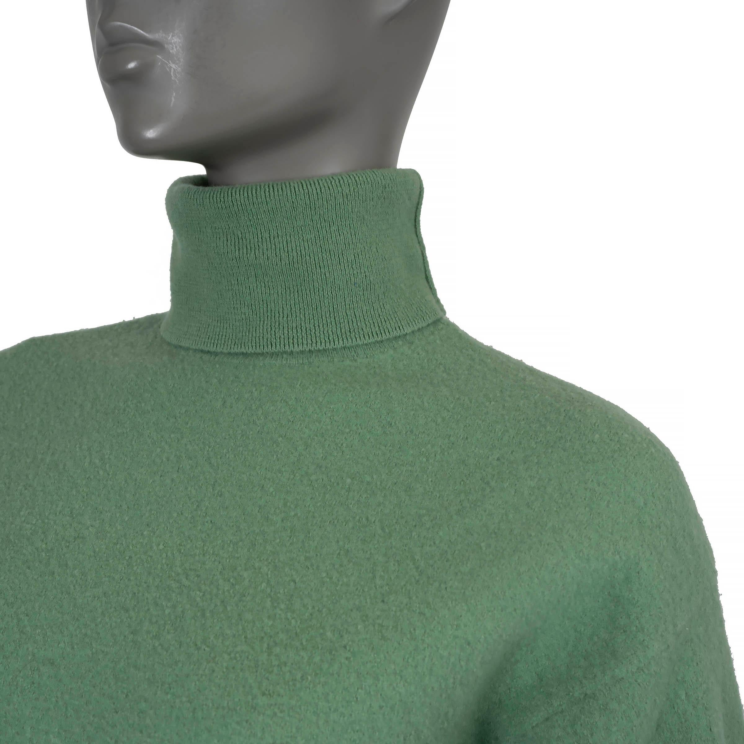 Women's DRIES VAN NOTEN green brushed wool 2023 TERESIA OVERSIZED TURTLENECK Sweater XS For Sale
