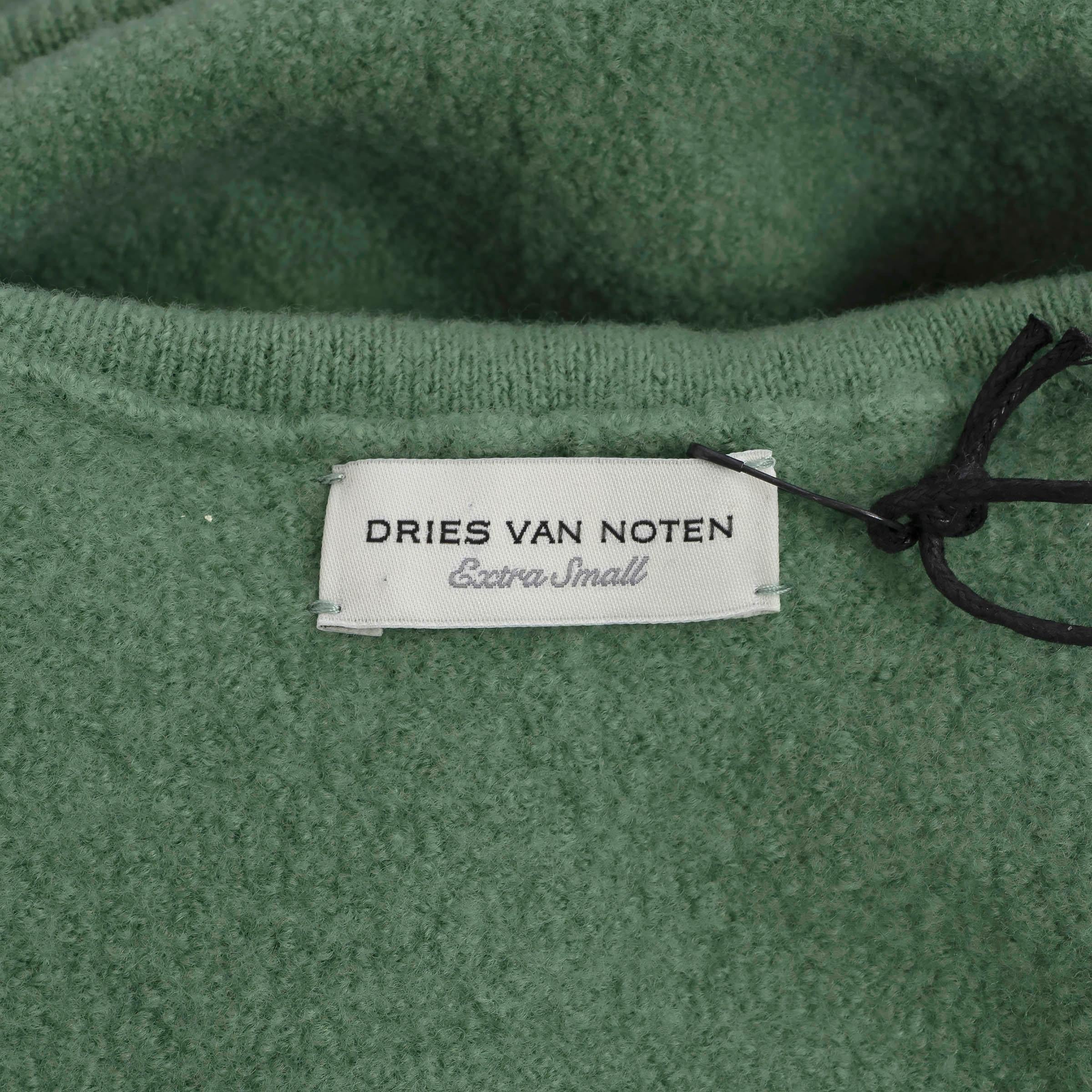 DRIES VAN NOTEN green brushed wool 2023 TERESIA OVERSIZED TURTLENECK Sweater XS For Sale 1