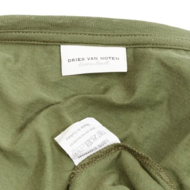 DRIES VAN NOTEN green cotton floral devore bell sleeve flutter dress XS For Sale 3