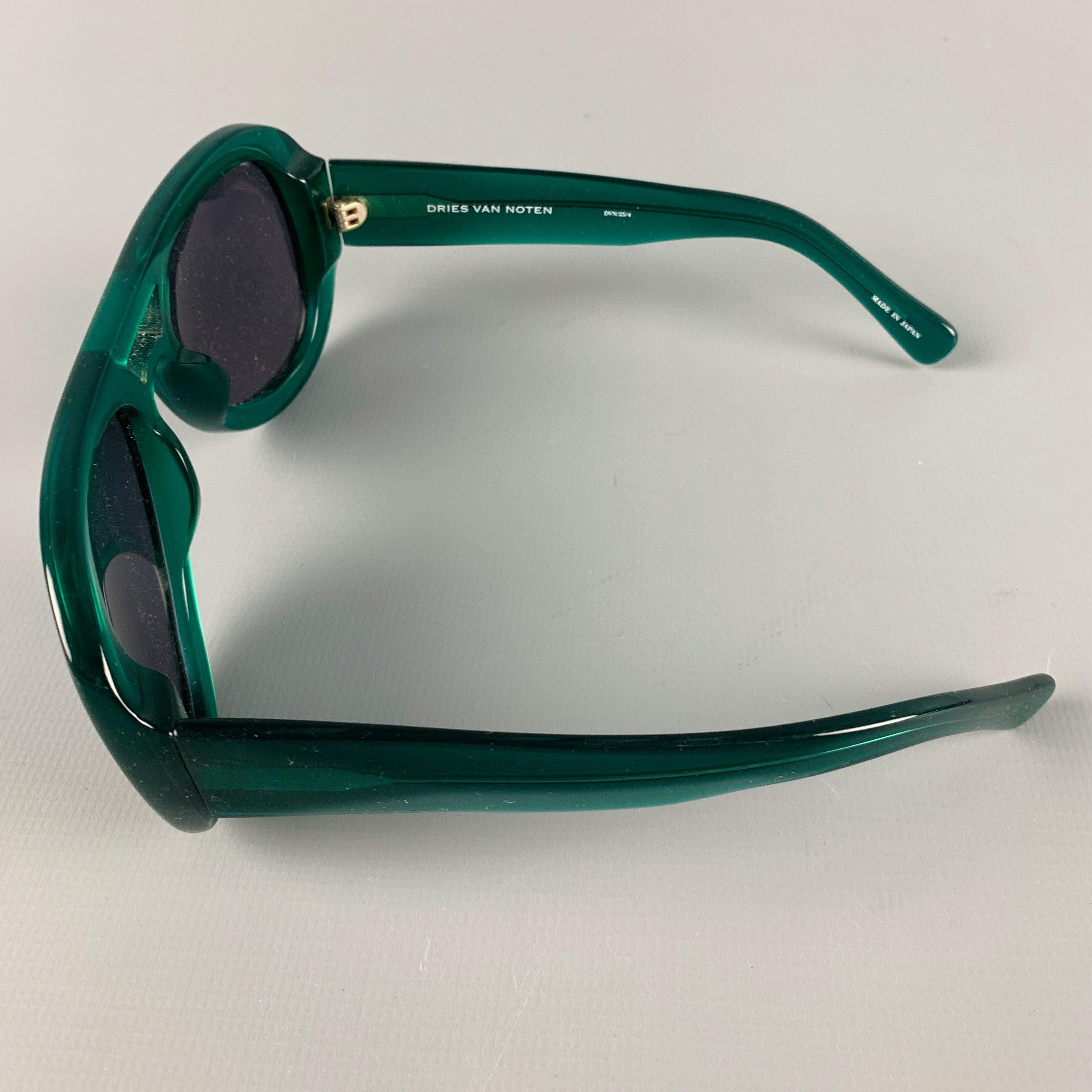 DRIES VAN NOTEN Green Grey Acetate Sunglasses In Good Condition For Sale In San Francisco, CA