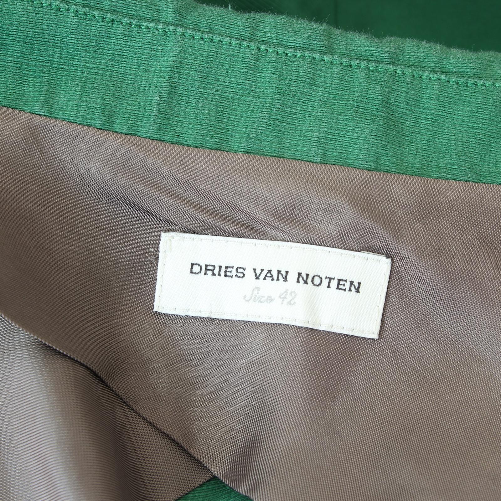 Dries Van Noten Green Linen Sequins Short Blazer 2000s 2