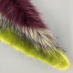 DRIES VAN NOTEN Green & Purple Modacrylic / Acetate Faux Fur Collar