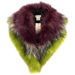 DRIES VAN NOTEN Green & Purple Modacrylic / Acetate Faux Fur Collar