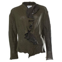 Dries van Noten, green ruffled cardigan