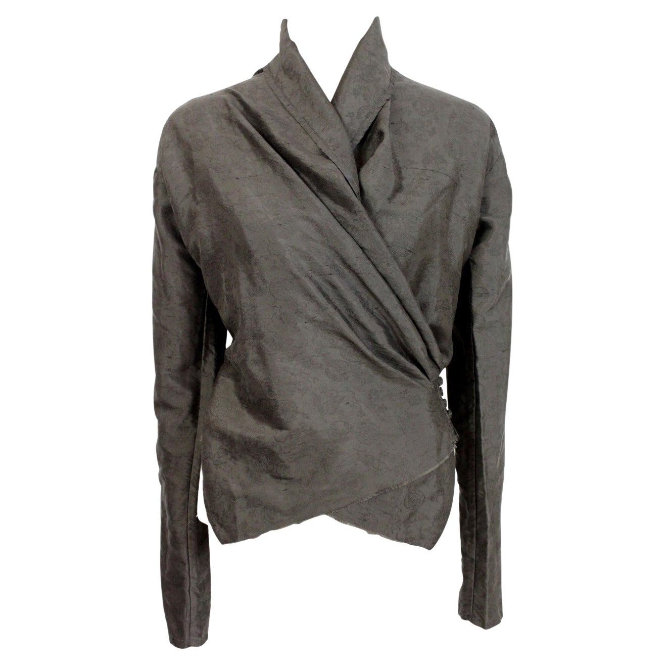 Dries Van Noten Green Silk Floral Evening Blouse