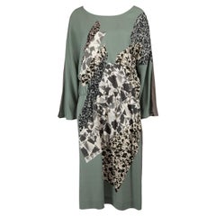 Dries Van Noten Grey Abstract Print Midi Dress Size XL