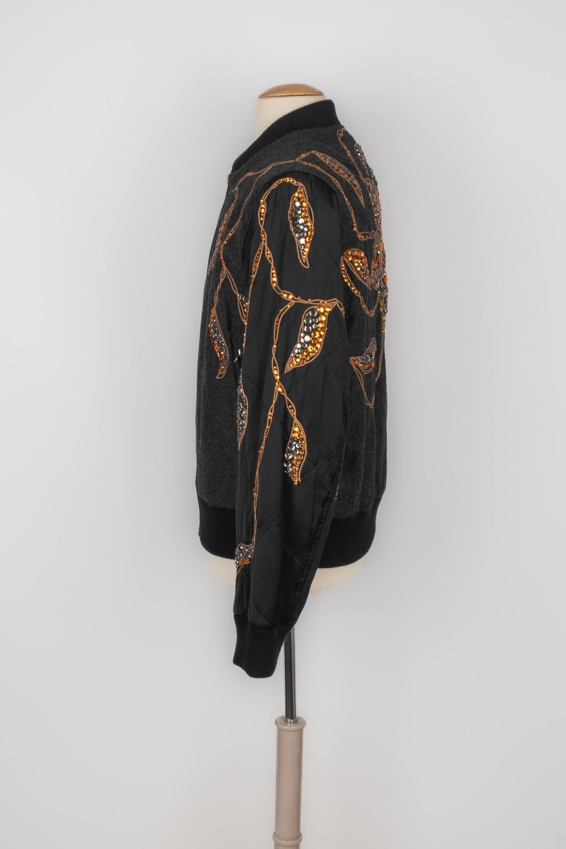 Dries Van Noten Grey Blended Wool Quilted Men's Jacket In Excellent Condition For Sale In SAINT-OUEN-SUR-SEINE, FR