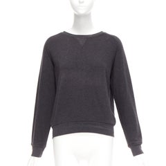 DRIES VAN NOTEN pull-over gris en coton mélangé argenté avec fermeture éclair dans le dos S