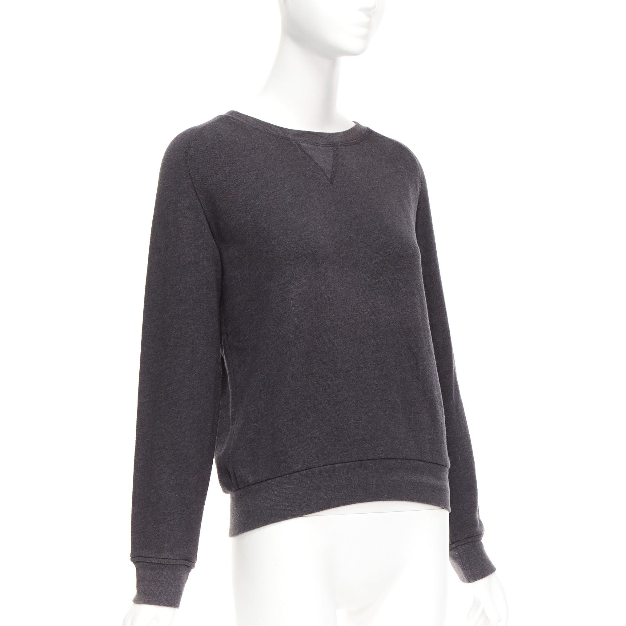 Black DRIES VAN NOTEN grey cotton blend silver zip back pullover sweater S For Sale
