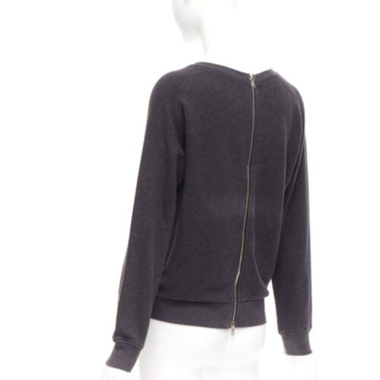 Donna DRIES VAN NOTEN maglione con zip posteriore in misto cotone grigio argento S in vendita