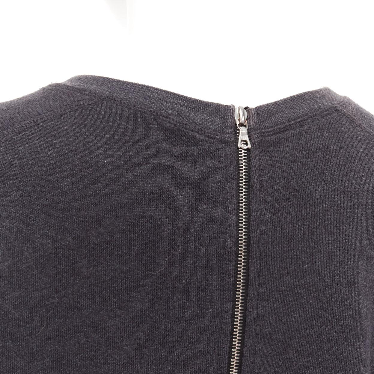 DRIES VAN NOTEN grey cotton blend silver zip back pullover sweater S For Sale 1