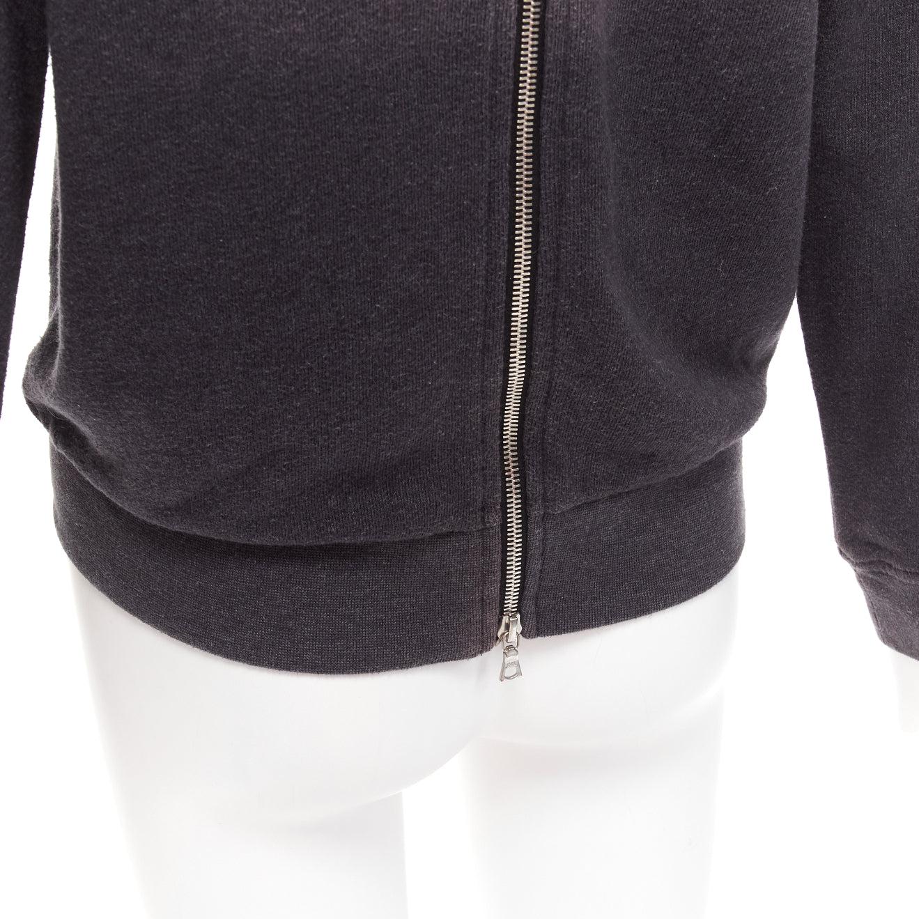 DRIES VAN NOTEN grey cotton blend silver zip back pullover sweater S For Sale 2