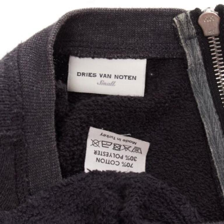 DRIES VAN NOTEN maglione con zip posteriore in misto cotone grigio argento S in vendita 3