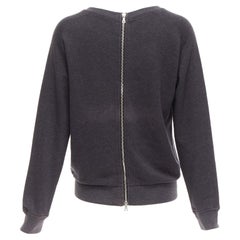 DRIES VAN NOTEN maglione con zip posteriore in misto cotone grigio argento S