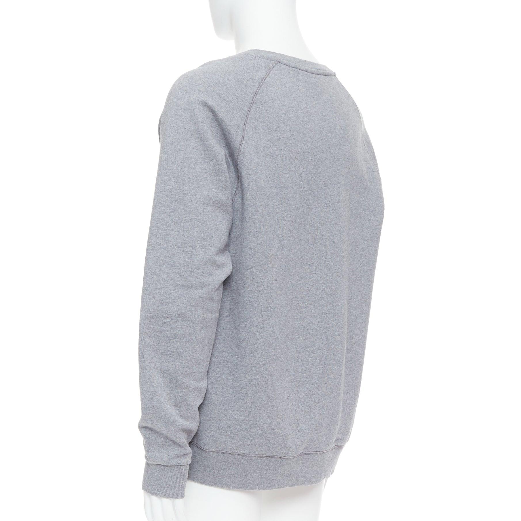 DRIES VAN NOTEN grey cotton red sequins lip crew pullover top L For Sale 1