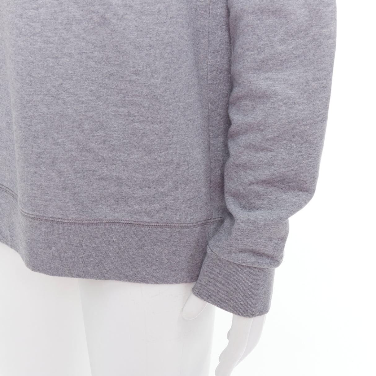DRIES VAN NOTEN grey cotton red sequins lip crew pullover top L For Sale 2
