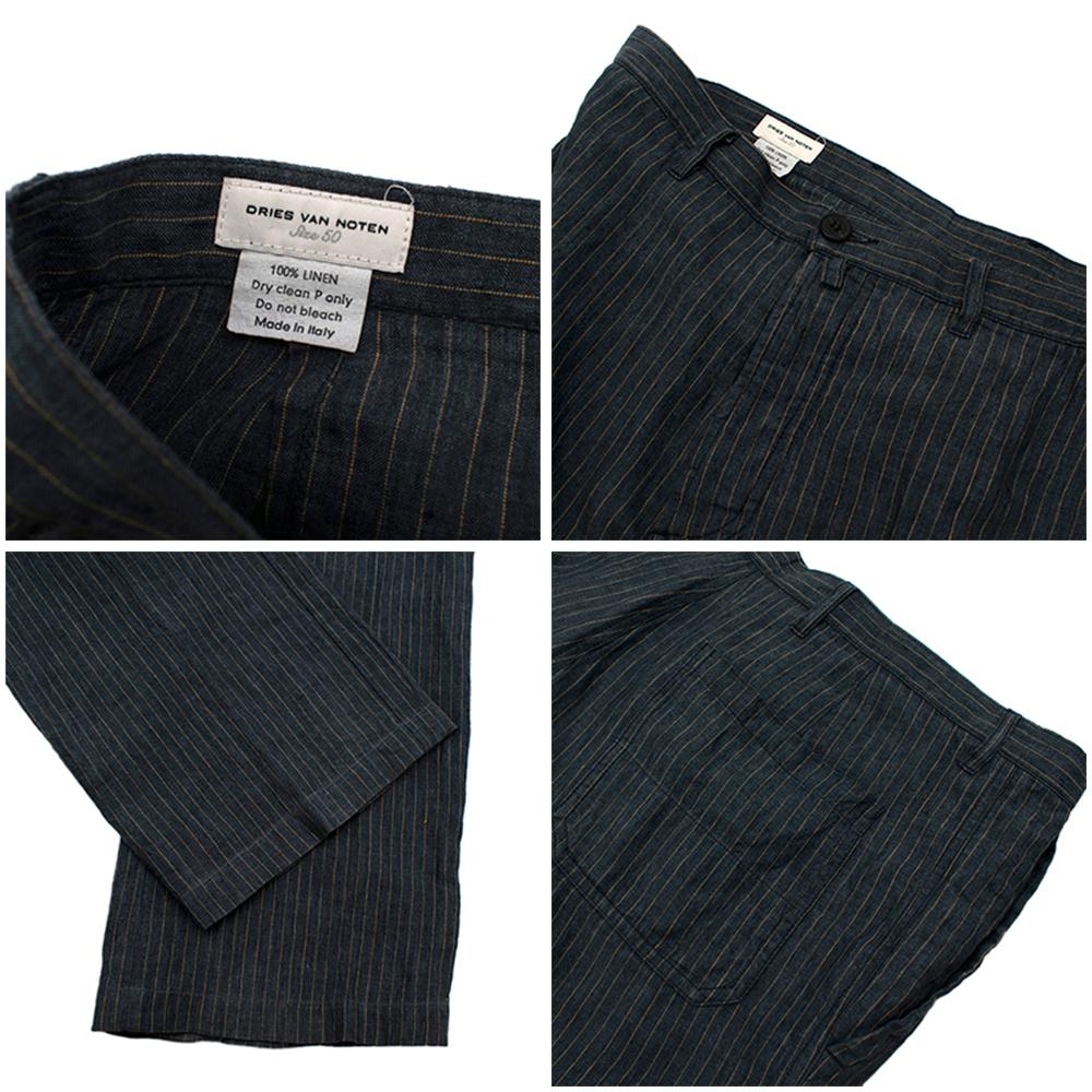 Dries Van Noten Grey Pinstripe Single Breasted Linen Suit - Size L 50 1