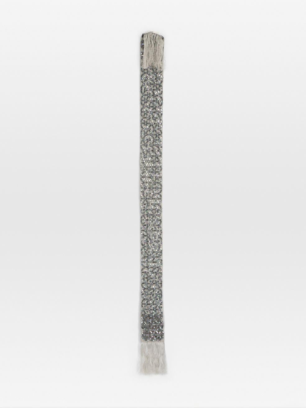 Gray Dries Van Noten Grey Silk Sequin Embroidered Scarf For Sale