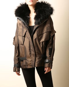 Dries Van Noten hooded racoon fur collar puffer bomber down anorak jacket coat