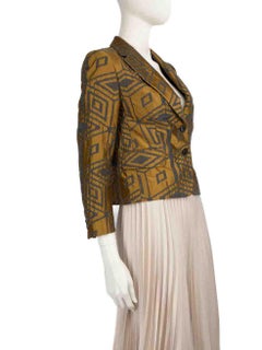 Dries Van Noten Khaki Abstract Jacquard Blazer Size S