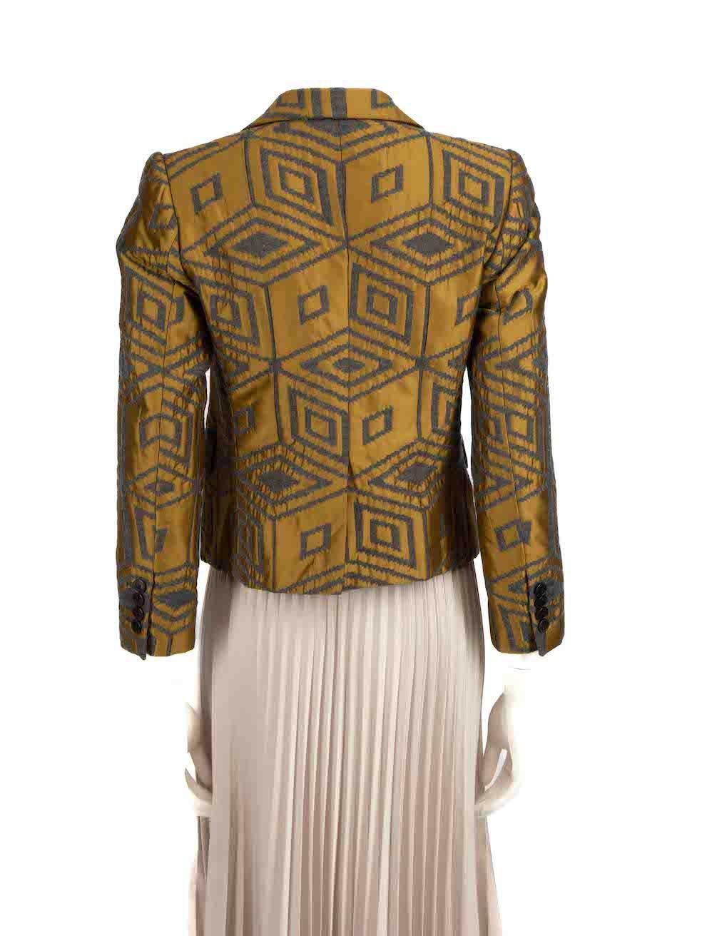 Dries Van Noten Khaki Abstract Jacquard Blazer Size S In Good Condition For Sale In London, GB