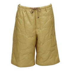 DRIES VAN NOTEN Pantalones cortos caqui acolchados con cordón y pernera ancha IT46 S
