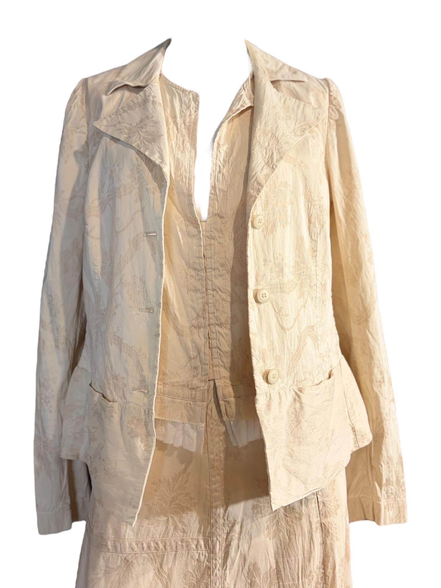 Dries Van Noten Fine anni '90, set di abiti con gonna a tre pezzi in jacquard color avorio in vendita 8