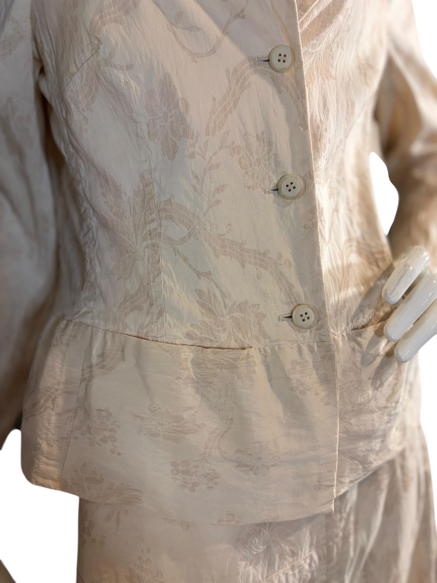 Dries Van Noten Fine anni '90, set di abiti con gonna a tre pezzi in jacquard color avorio in vendita 9
