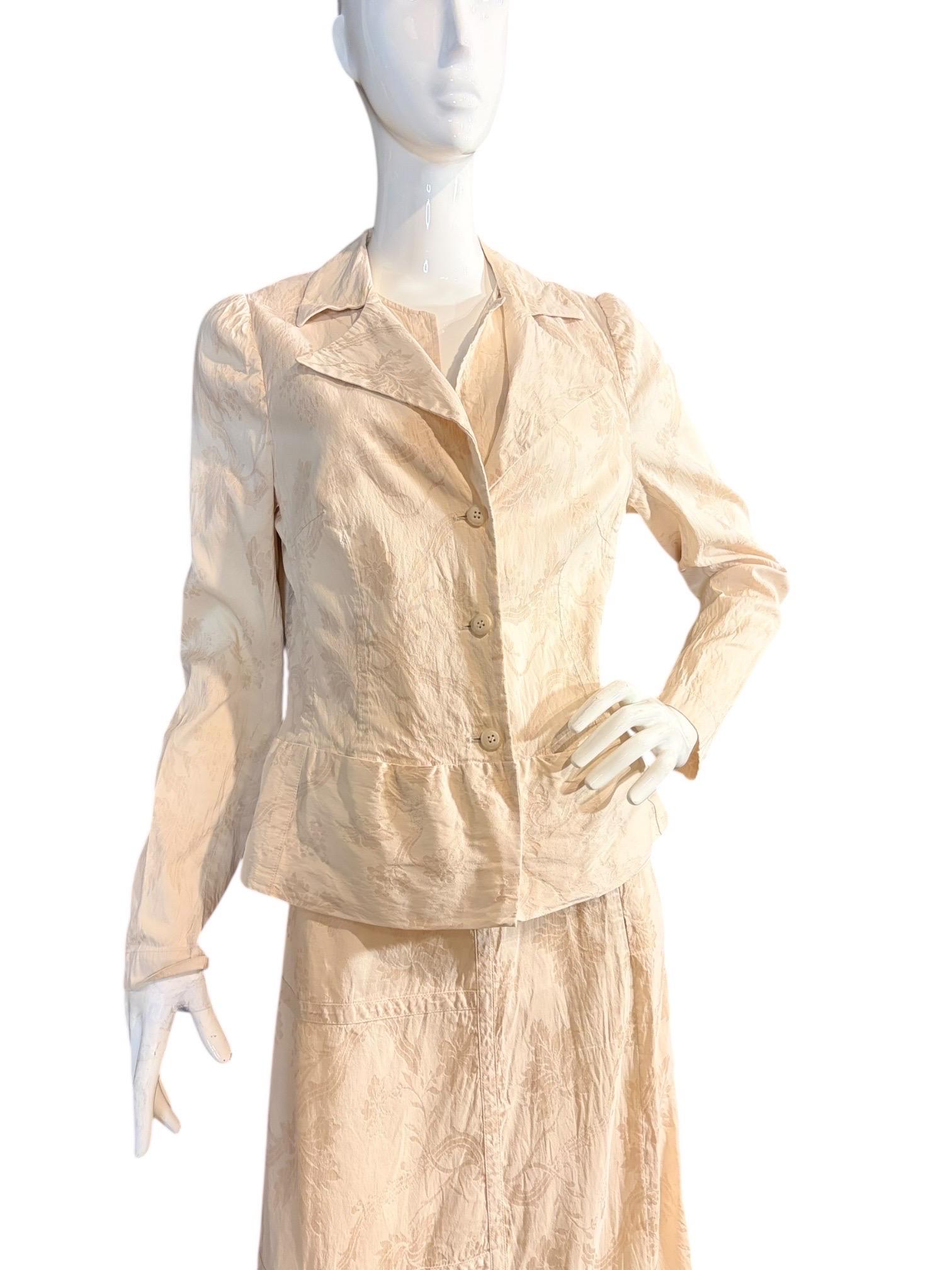 Dries Van Noten Fine anni '90, set di abiti con gonna a tre pezzi in jacquard color avorio in vendita 11