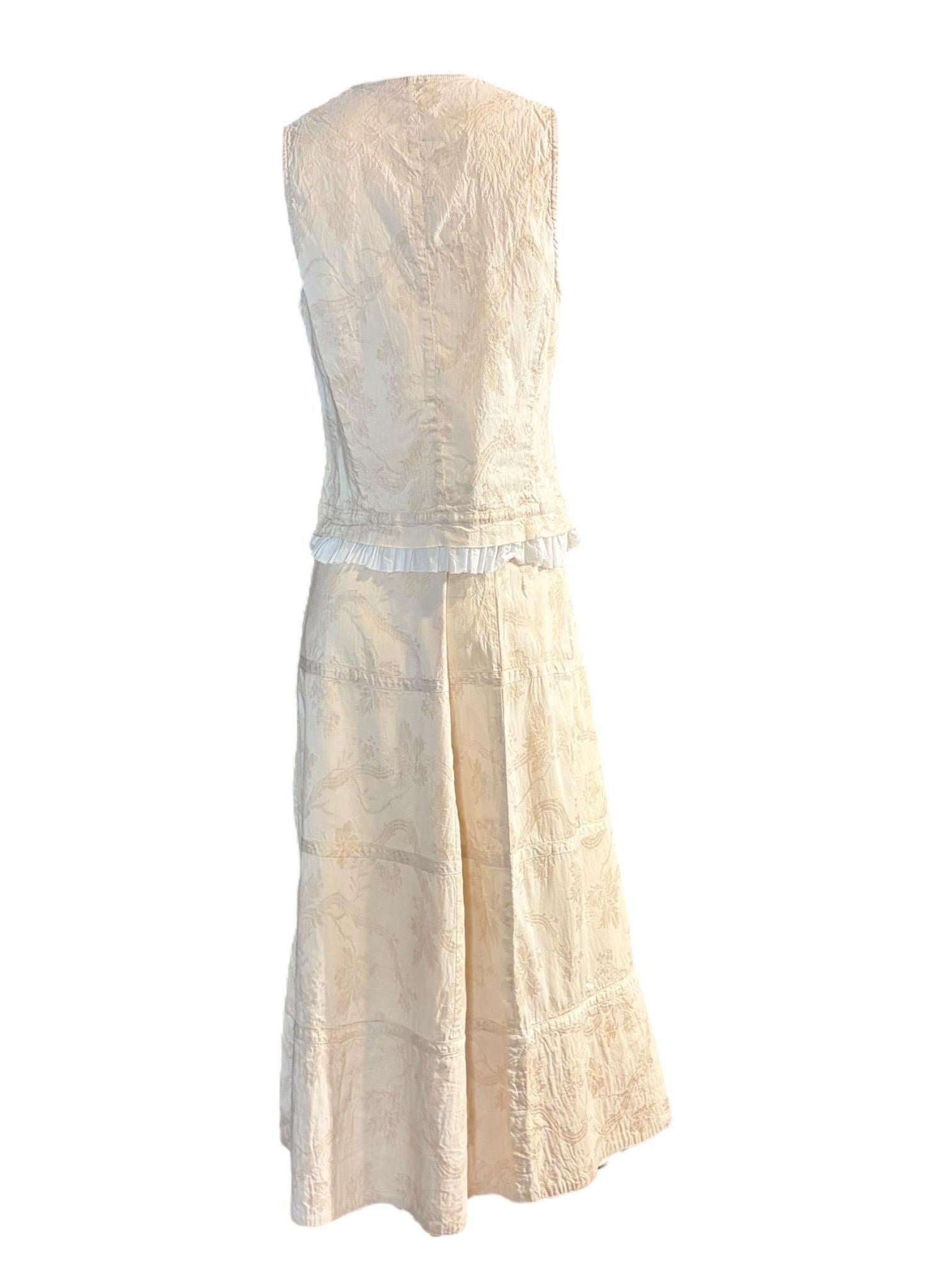 Dries Van Noten Fine anni '90, set di abiti con gonna a tre pezzi in jacquard color avorio in vendita 12
