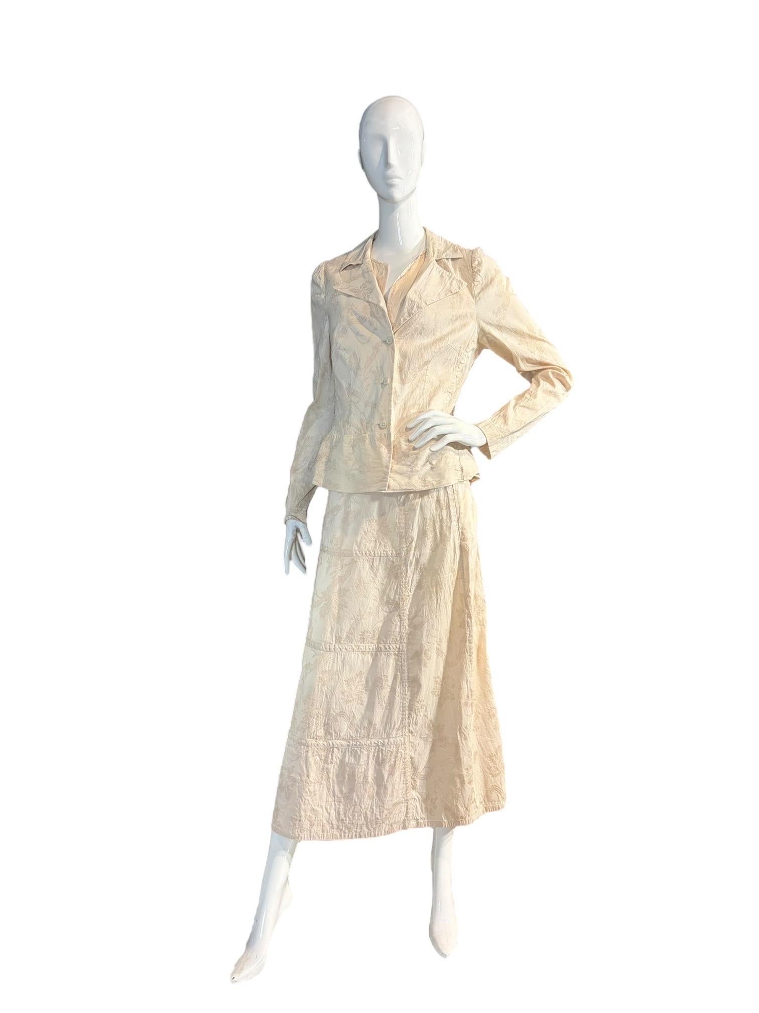 Dries Van Noten Fine anni '90, set di abiti con gonna a tre pezzi in jacquard color avorio in vendita 14