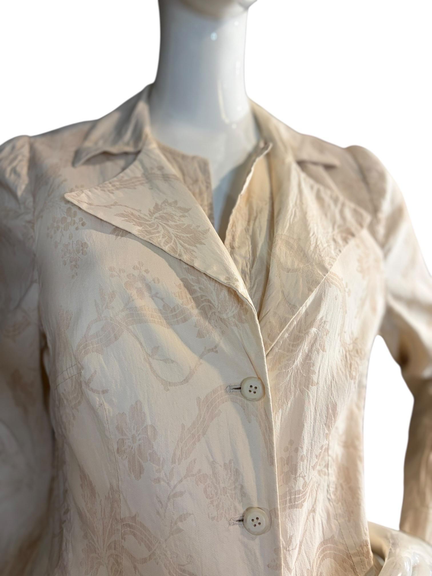 Dries Van Noten Fine anni '90, set di abiti con gonna a tre pezzi in jacquard color avorio In condizioni ottime in vendita a Kingston, NY