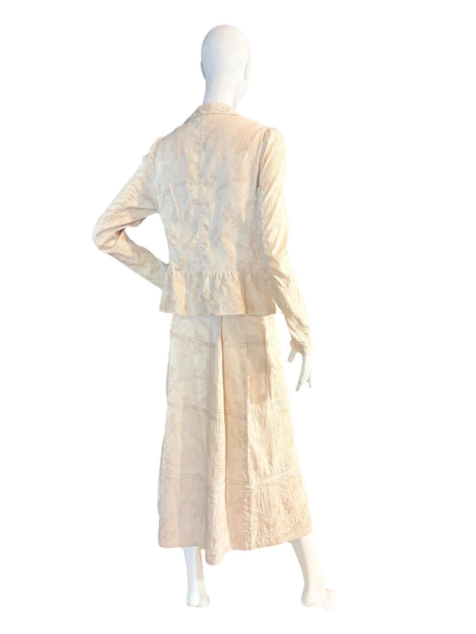 Dries Van Noten Fine anni '90, set di abiti con gonna a tre pezzi in jacquard color avorio in vendita 1