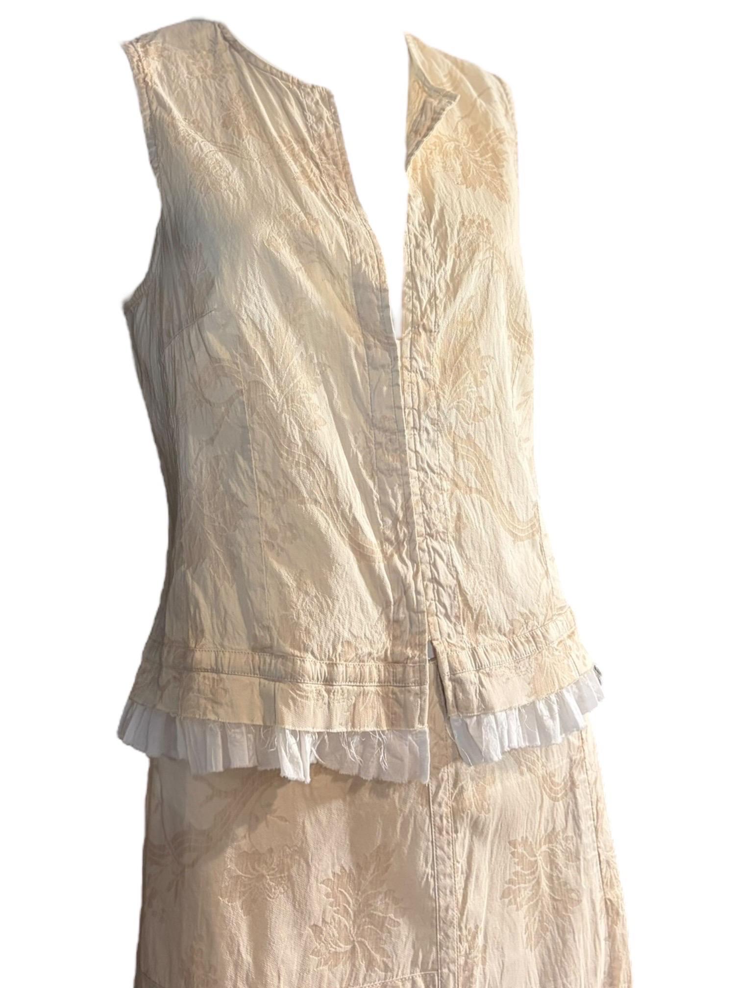 Dries Van Noten Fine anni '90, set di abiti con gonna a tre pezzi in jacquard color avorio in vendita 2