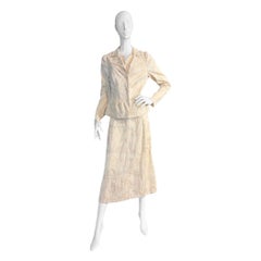 Dries Van Noten Fine anni '90, set di abiti con gonna a tre pezzi in jacquard color avorio