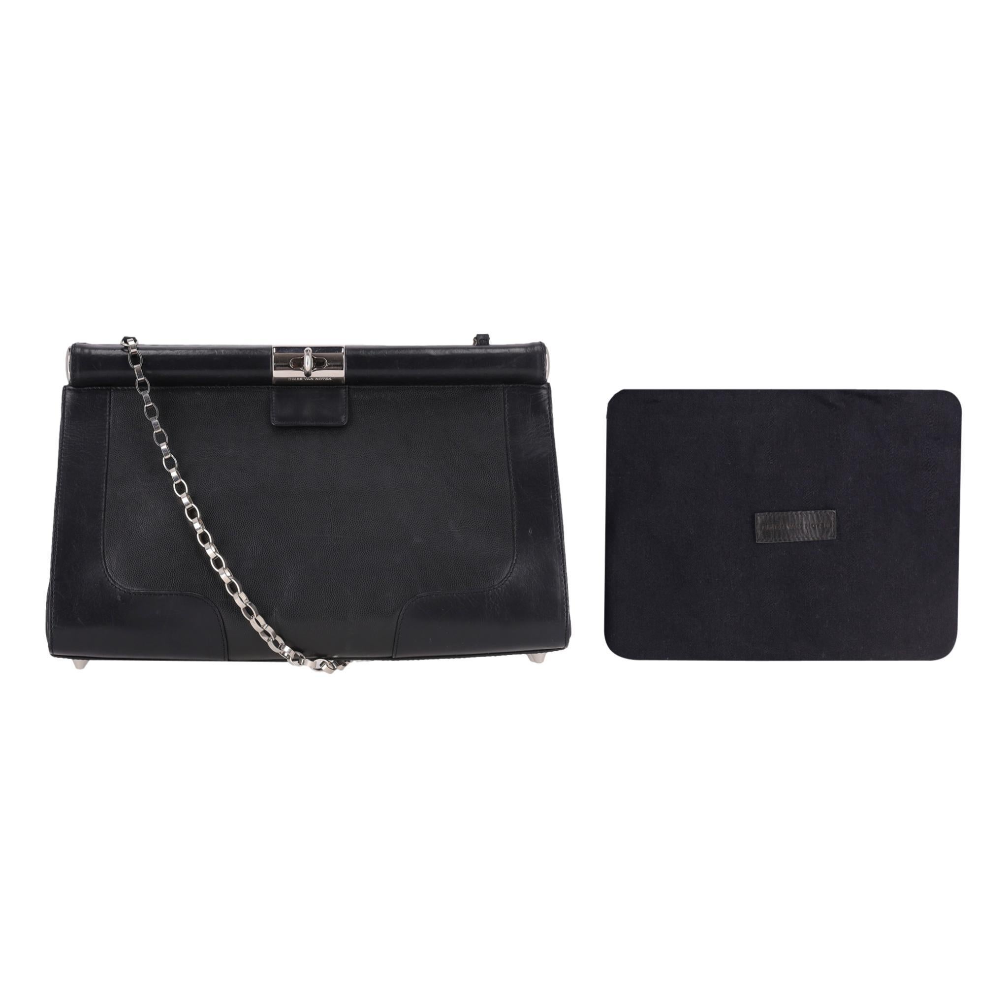 Bolso de piel con correa de cadena Dries van Noten Negro en venta