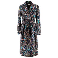 Dries Van Noten Mantel aus Seide mit Gürtel und Marmorprint - Größe US 8