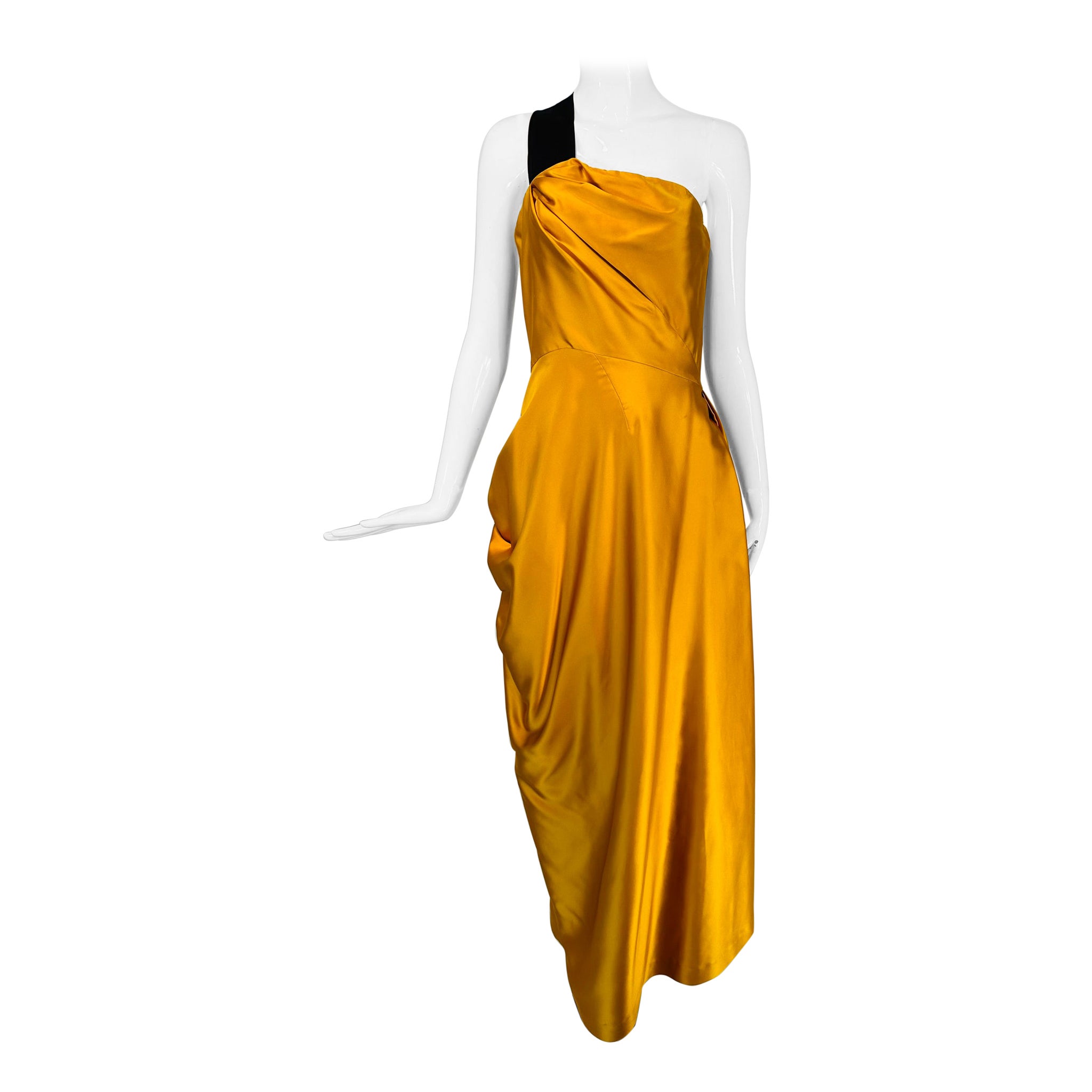 Dries Van Noten Marigold silk one shoulder evening gown SS 2009 Look 53