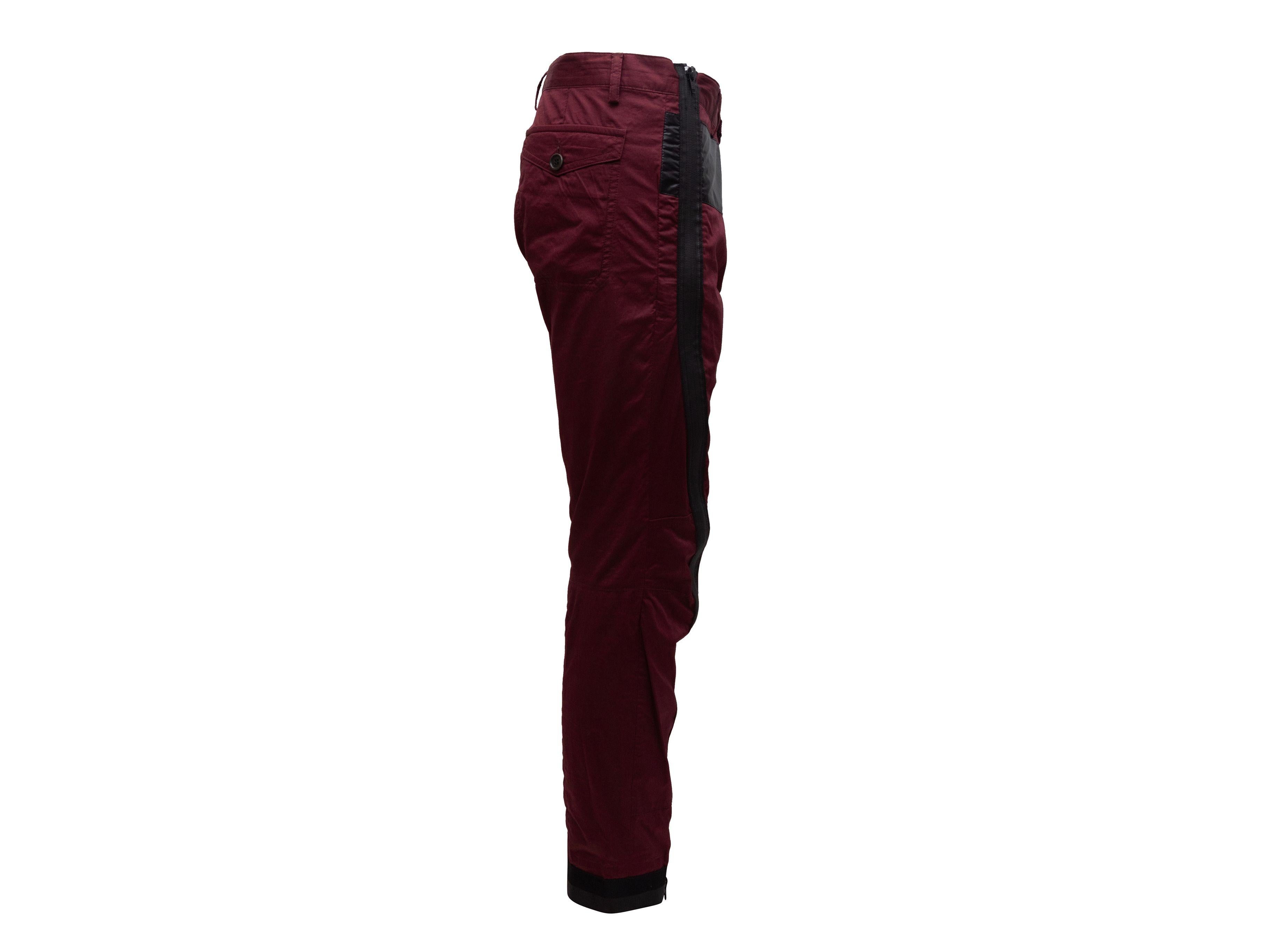 Dries Van Noten Maroon & Black Color Block Pants 2